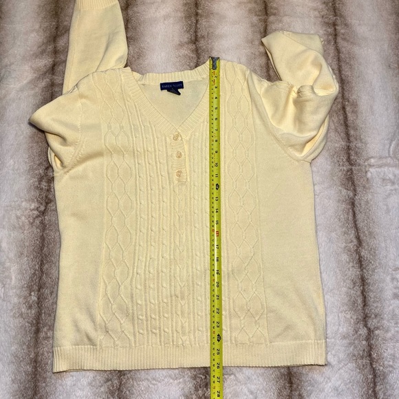 Karen Scott yellow Cotton v neck sweater pullover front buttons - Picture 7 of 9
